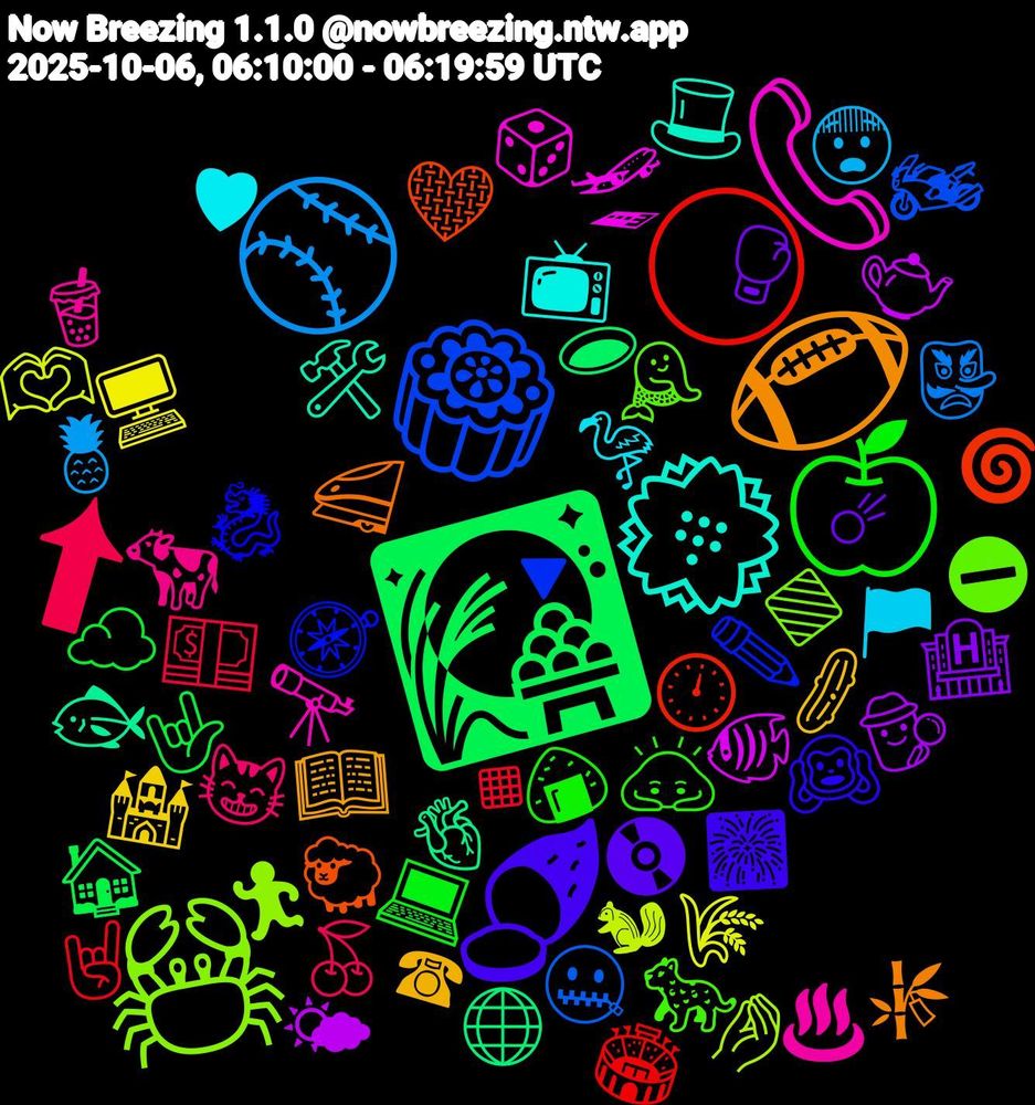 Emoji Cloud; its emojis (sorted by weighted frequency, descending):  🎑, 🌕, 🥮, 🦀, 📞, 💮, 🏈, 🍠, 🍏, ⬆, ⚾, 🫶🏾, 🫖, 🫀, 🩶, 🧭, 🧜, 🧋, 🦩, 🥒, 🥊, 🤟🏼, 🤘🏻, 🤐, 🤌🏻, 🛫, 🛠️, 🚄, 🙉, 🙇‍♀️, 😸, 😨, 🖥️, 🕵️‍♂️, 🕳️, 🕛, 🔻, 🔷, 🔭, 📺, 📖, 📀, 💻, 💵, 👺, 🐿, 🐠, 🐟, 🐑, 🐉, 🐆, 🐄, 🏴, 🏰, 🏨, 🏠, 🏟️, 🏍️, 🏃, 🎲, 🎩, 🎋, 🎆, 🍙, 🍒, 🍍, 🌾, 🌤, 🌐, 🌀, ✏️, ⛔, ♨️, ♥, ☎, ☄, ☁️, ◾