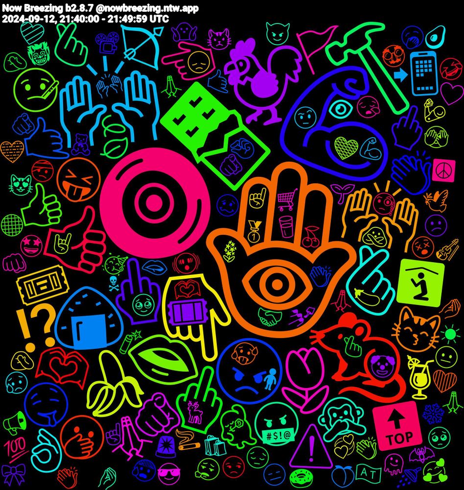 Emoji Cloud; its emojis (sorted by weighted frequency, descending):  🪬, 💪🏽, 🍫, 🧿, 🙌🏽, 👇🏽, 🐓, 🔨, 🐀, 😠, 👄, 🌷, 🫰🏻, 🙌🏼, 🖕🏼, 🖕🏻, 👍🏼, 🍙, 🍌, 🫵, 🤬, 😝, 👏🏼, 👍🏿, 👈🏽, 🏹, 🎟️, 🎟, 🍃, 🫶🏼, 🤙🏻, 🛐, 🙏🏿, 🙊, 😽, 🖕, 🕺🏻, 🔝, 📲, 🍹, ⚠️, 🫰🏽, 🫢, 🤧, 🤤, 🤒, 🤑, 🤏🏻, 🤏, 🤌🏻, 🚩, 🙏🏻, 🙈, 🙅🏿‍♀️, 😩, 😡, 😓, 😍, 🗣️, 🗓️, 🕺, 💵, 💰, 👎, 👌🏻, 🎫, 🎥, 🍰, 🌵, 🇵🇸, ✍️, ✌🏼, ✋, ✅, ⚪, ⚔️, ♥️, ☝🏻, ⁉️, 5️⃣, 0️⃣, 🫵🏻, 🫰, 🫨, 🫦, 🪻, 🦌, 🥹, 🥵, 🥴, 🥳, 🤩, 🤨, 🤦🏻‍♀️, 🤡, 🤝🏻, 🤕, 🤏🏼, 🤎, 🛒, 🛍️, 🚬, 🚨, 🙏🏾, 🙏🏼, 🙌🏻, 🙅🏼‍♀️, 😾, 😻, 😵, 😰, 😮‍💨, 😪, 😥, 😞, 😕, 😔, 😒, 😑, 😐, 😎, 😈, 🕊️, 📽️, 📢, 💯, 💪🏿, 💞, 💅🏻, 👹, 👏🏾, 👏🏽, 👏, 👊🏼, 👁, 🎻, 🎀, 🍩, 🍒, 🍑, 🍆, 🌱, 🇦🇹, ❤️, ❄️, ⚫, ☮️, ☠, ☝🏼, ☝️, ☀, 🫶🏻, 🫵🏼, 🫣, 🫠, 🩷, 🩵, 🧸, 🧨, 🧐, 🧍, 🦾, 🦇, 🥺, 🥸, 🥱, 🥰, 🥛, 🥑, 🥇, 🤷🏽‍♀️, 🤷🏻‍♀️, 🤮, 🤫, 🤦🏽‍♂️, 🤦🏻‍♂️, 🤣, 🤝🏼, 🤙🏽, 🤙, 🤘, 🤓, 🤍, 🤌🏾, 🤌, 🟢, 🚿, 🚫, 🙏, 🙌, 🙅🏻‍♀️, 😿, 😼, 😲, 😱, 😭, 😤, 😢, 😜, 😚