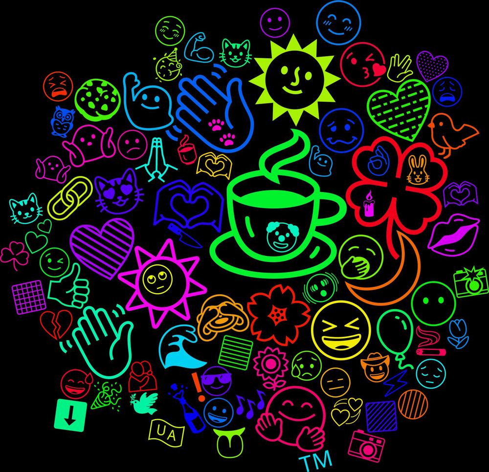 Emoji Cloud; its emojis (sorted by weighted frequency, descending):  ☕, 🍀, 👋🏻, 🌞, ☀️, 👋, 🌙, 🫶, 🩵, 🤗, 🙋‍♀️, 😆, 💚, 🎈, 🌸, 🥴, 🥱, 🤷🏻‍♀️, 🙏, 🙈, 😻, 😶, 😘, 😊, 🔗, 💋, 👍, 🐦, 🍾, 🍪, 🌻, 🌊, 🫶🏼, 🫶🏻, 🫨, 🫂, 🦉, 🥳, 🤷‍♀️, 🤡, 🤠, 🟪, 🟦, 🚬, 🙋🏼‍♀️, 🙄, 🙂, 😺, 😫, 😩, 😥, 😕, 😔, 😑, 😎, 😉, 😅, 😀, 🖖, 🕯, 🕊, 🔴, 🔪, 📸, 📷, 💪🏻, 💞, 💛, 💕, 💔, 👌, 👅, 🐾, 🐱, 🐰, 🎶, 🎉, 🍵, 🌷, 🇺🇦, ⬛, ⬇️, ❗, ⚡, ☺️, ☘️, ™️