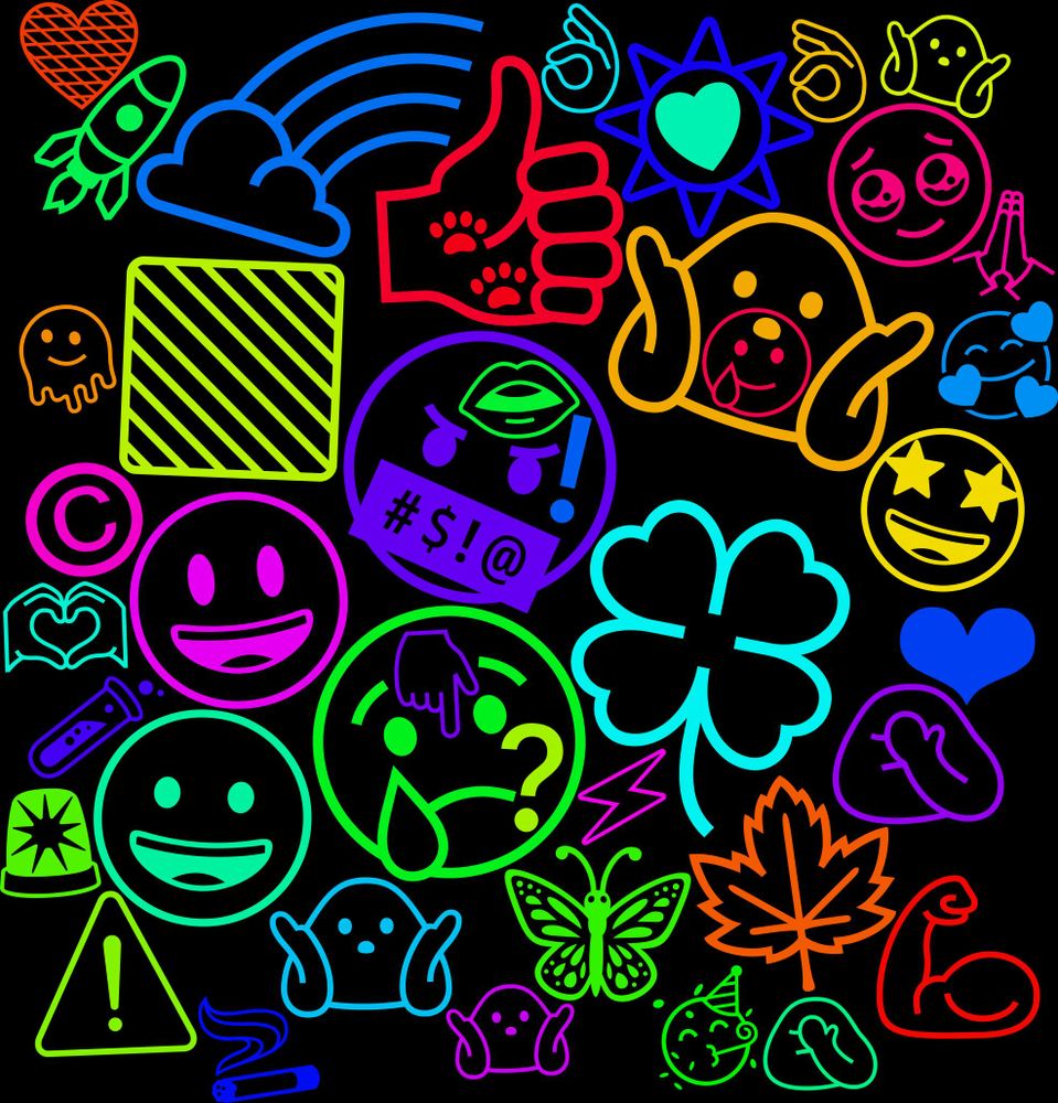 Emoji Cloud; its emojis (sorted by weighted frequency, descending):  🍀, 🤷‍♀️, 🤬, 😢, 👍🏻, 🌈, ⬜, 🟩, 😃, 😀, 🔴, 💩, 🍁, ⬛, ☀️, 🦋, 🥹, 🤷, 🤩, 🤦🏻‍♀️, 🟪, 🟨, 🟦, 🚀, 🙄, 😱, 😥, 😣, 😐, 😉, 😈, 😅, 😂, 🔗, 📰, 💪, 👊🏻, 🐺, 🌻, ❤, ⚠️, ☹️, ☝🏻, ☝️, ☕, ©, 🫶, 🫠, 🧪, 🥳, 🥲, 🥰, 🤷🏽‍♀️, 🤷‍♂️, 🤯, 🤮, 🤪, 🤨, 🤦‍♂️, 🤤, 🤣, 🤗, 🤔, 🤎, 🚬, 🚨, 🙏🏼, 🙌, 🙈, 🙂, 😿, 😳, 😲, 😫, 😡, 😝, 😜, 😘, 😕, 😒, 😏, 😎, 😍, 😌, 😊, 😇, 😁, 🖖, 🔊, 📸, 📷, 📈, 💰, 💯, 💔, 👹, 👏, 👍, 👌🏻, 👌, 👋🏻, 👋, 👇, 👄, 🐾, 🏋️, 🎃, 🍻, 🍒, 🍂, 🌲, 🌕, 🌊, 🇳🇿, ❤️‍🩹, ❗, ❓, ✅, ⚡, ♥️, ♥, ‼️