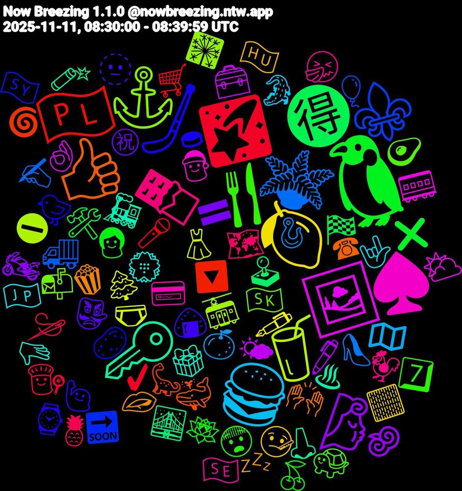 Emoji Cloud; its emojis (sorted by weighted frequency, descending):  🐧, 🌠, 🪴, 🥤, 🖼️, 🔑, 👍🏾, 🏒, 🍴, 🍫, 🍔, 🍋, 🌬️, 🉐, 🇵🇱, ⚜️, ⚓, ♠️, 🫳, 🫦, 🫥, 🪷, 🪡, 🪝, 🩲, 🧰, 🧨, 🦕, 🥔, 🥑, 🤧, 🤟, 🤒, 🟰, 🛠️, 🛒, 🚚, 🚋, 🚃, 🚂, 🙌🏾, 🙋🏻‍♀️, 😨, 🗺️, 🗺, 🖋️, 🖊️, 🕹️, 🔽, 🔜, 📬, 💳, 💮, 💤, 👺, 👩, 👨‍🍳, 👠, 👗, 👌🏼, 👃, 🐳, 🐤, 🐢, 🐓, 🐊, 🏻, 🏍️, 🏁, 🎤, 🎈, 🎇, 🎅, 🎁, 🍿, 🍙, 🍒, 🍍, 🍊, 🌲, 🌤, 🌉, 🌀, 🇸🇾, 🇸🇰, 🇸🇪, 🇯🇵, 🇭🇺, ㊗, ❌, ✔, ✍, ⛔, ⛅, ♨, ☎, ⌚, 7️⃣