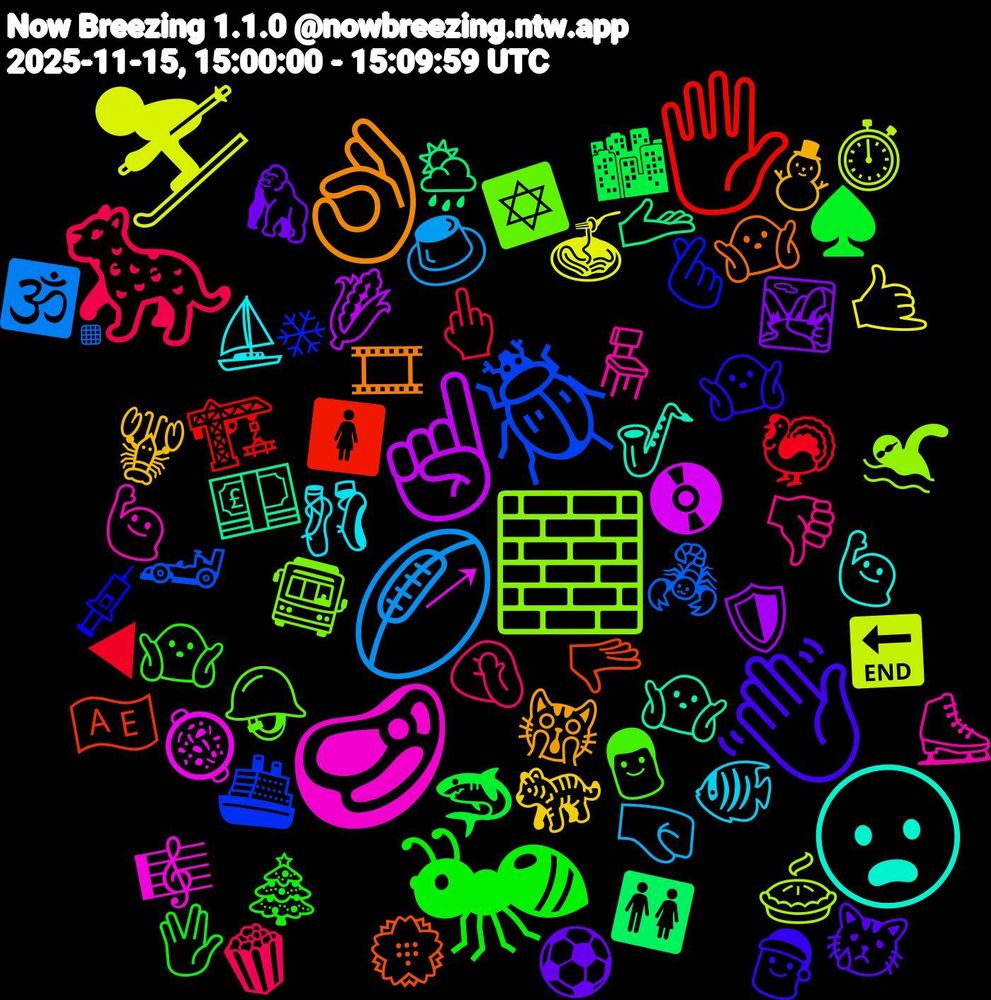 Emoji Cloud; its emojis (sorted by weighted frequency, descending):  🖐️, 🪲, 🧱, 🥩, 😦, 👌🏾, 👋🏼, 🐜, 🐆, 🏉, ⛷️, ☝🏻, 🫴, 🫳, 🫰🏽, 🪖, 🪑, 🩰, 🦞, 🦍, 🦈, 🦃, 🦂, 🥧, 🥘, 🤷🏽‍♂️, 🤷🏽‍♀️, 🤷🏽, 🤷🏼‍♂️, 🤦🏻, 🤜🏻, 🤙🏻, 🛡️, 🚻, 🚺, 🚢, 🚍, 🙋🏻‍♂️, 🙋🏻‍♀️, 🙀, 😿, 🖖🏻, 🖕🏻, 🕉️, 🔚, 📀, 💷, 💮, 💉, 👨, 👎🏼, 🐠, 🐅, 🏞️, 🏙, 🏗️, 🏎️, 🏊‍♀️, 🎼, 🎷, 🎞, 🎅🏻, 🎄, 🍿, 🍮, 🍝, 🌽, 🌦️, 🇦🇪, ❄, ✡️, ⛸️, ⛵, ⛄, ⚽, ♠️, ◀, ▪️, ⏱️, ↗