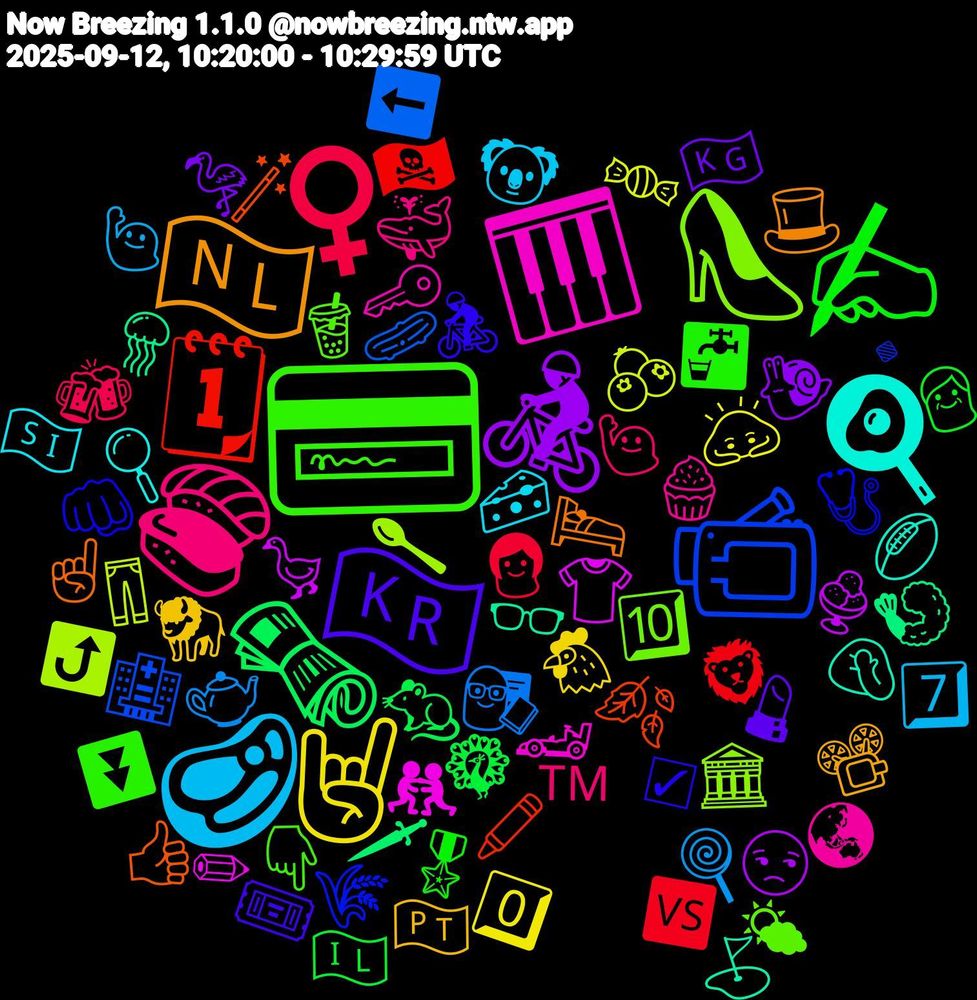 Emoji Cloud; its emojis (sorted by weighted frequency, descending):  💳, 🍣, 🥩, 🤘🏻, 🚴, 🗞️, 🗓, 📹, 👠, 🎹, 🍳, 🇳🇱, 🇰🇷, ✍🏻, ♀️, 🫖, 🫐, 🪿, 🪼, 🪄, 🩺, 🧋, 🧁, 🧀, 🦬, 🦩, 🦚, 🦁, 🥒, 🥄, 🤼, 🤦🏻, 🛌, 🚴‍♀️, 🚰, 🙋🏼‍♂️, 🙋, 🙇🏻, 😒, 🗡, 🖍️, 🔹, 🔟, 🔑, 🔍, 📽️, 💄, 👴, 👩, 👨‍🏫, 👖, 👕, 👓, 👍🏽, 👊🏼, 👇🏽, 🐳, 🐨, 🐔, 🐌, 🐀, 🏴‍☠️, 🏥, 🏛️, 🏎️, 🏉, 🎩, 🎟️, 🎖️, 🍻, 🍭, 🍬, 🍨, 🍤, 🍂, 🌾, 🌤, 🌏, 🇸🇮, 🇵🇹, 🇰🇬, 🇮🇱, 🆚, ⬅️, ⤴️, ✏, ⛳, ☝🏼, ☑, ⏬, ™️, 7️⃣, 0️⃣