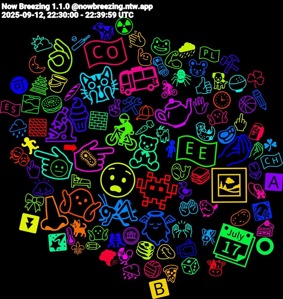 Emoji Cloud; its emojis (sorted by weighted frequency, descending):  🦗, 😧, 🫖, 🧸, 🤷🏾‍♀️, 🤌🏼, 🚴‍♂️, 🚌, 🙀, 🖼️, 🔬, 📆, 👾, 👼, 👌🏾, 👉🏼, 👈🏼, 👃, 🍦, 🇪🇪, 🇨🇴, 🪰, 🪣, 🪙, 🧱, 🧢, 🧍, 🦭, 🦫, 🦦, 🦠, 🦆, 🥯, 🥪, 🥩, 🥞, 🥖, 🥕, 🥔, 🤼‍♀️, 🤷🏾, 🤷🏻, 🤲, 🤦🏾‍♂️, 🤞🏼, 🤌, 🟫, 🛠️, 🛌, 🚴, 🙌🏼, 🙋🏽‍♂️, 🙇‍♀️, 😐, 🗿, 🗞️, 🖕🏼, 🖐️, 🕷️, 🕒, 📹, 💪🏽, 👒, 👍🏽, 👋🏼, 👆🏼, 🐸, 🐮, 🐭, 🐕, 🐓, 🐐, 🐈‍⬛, 🐄, 🏯, 🏐, 🏏, 🏃‍♀️, 🏀, 🎲, 🎭, 🎑, 🎀, 🍰, 🍚, 🍕, 🌷, 🌫️, 🌪, 🌧️, 🌧, 🌡️, 🌠, 🌜, 🉑, 🇵🇱, 🇪🇸, 🇨🇭, 🅱️, 🅰️, ⭕, ➡, ✏️, ✏, ⛈️, ⛅, ⚜, ⚒️, ☢️, ☘️, ☘, ⏬