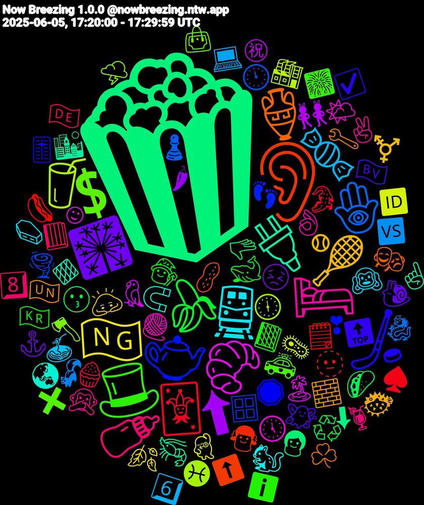 Emoji Cloud; its emojis (sorted by weighted frequency, descending):  🍿, 👂, 🫖, 💲, 🛏️, 🚆, 🎾, 🎇, 🍌, 🃏, 🪬, 🥤, 🥐, 🔌, 🏺, 🏒, 🎩, 🍼, 🍬, 🇳🇬, ⬆, 🫳, 🫥, 🪟, 🪓, 🧶, 🧲, 🧱, 🧚, 🧙‍♀️, 🧁, 🦨, 🦠, 🦜, 🦐, 🥜, 🛑, 🚓, 🙊, 🙉, 🙇‍♂️, 😣, 😗, 🗒️, 🕛, 🕕, 🕔, 🔶, 🔧, 🔝, 📙, 📕, 💻, 💃🏽, 👯‍♀️, 👩🏻, 👧, 👣, 👜, 👌🏾, 🐿️, 🐡, 🐌, 🐋, 🐊, 🐉, 🏭, 🏝️, 🏙️, 🎭, 🎚️, 🎆, 🍹, 🍝, 🍂, 🌶, 🌮, 🌭, 🌪️, 🌩️, 🌤️, 🌏, 🇺🇳, 🇳🇴, 🇰🇷, 🇩🇪, 🆚, 🆔, ㊗, ⬇, ⬆️, ❣, ✖️, ✌🏽, ⚰️, ⚧️, ⚓, ♻️, ♠️, ♟️, ♓, ☺, ☝, ☘️, ☑️, ℹ️, 8️⃣, 6️⃣