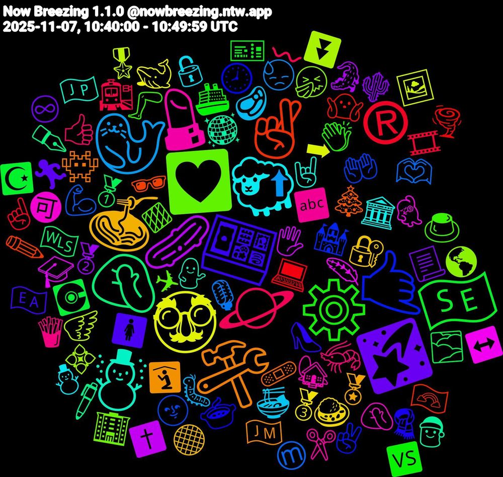 Emoji Cloud; its emojis (sorted by weighted frequency, descending):  ☃️, 🛠️, 🍱, ⚙️, 🪐, 🦭, 🥸, 🥒, 🤦🏽‍♀️, 🤞🏼, 🤙, 💟, 💄, 🐑, 🍝, 🌠, 🇸🇪, ®, 🫶🏼, 🪽, 🪶, 🪩, 🩹, 🧣, 🦵, 🦐, 🥩, 🥉, 🥈, 🥇, 🤷🏼‍♂️, 🤲, 🤧, 🤦🏼‍♀️, 🤘🏻, 🛐, 🚺, 🚢, 🚉, 😓, 🖼️, 🖐️, 🖊️, 🕶️, 🕗, 🔶, 🔤, 🔓, 🔐, 📃, 💽, 💻, 💪🏽, 💠, 💃, 💁🏼‍♀️, 👾, 👠, 👏🏾, 👍🏽, 🐛, 🐋, 🐊, 🏴󠁧󠁢󠁷󠁬󠁳󠁿, 🏳️‍🌈, 🏰, 🏢, 🏡, 🏛️, 🏅, 🏃‍♀️, 🎫, 🎞, 🎙️, 🎖️, 🎓, 🎅, 🎄, 🍲, 🍮, 🍟, 🍜, 🍛, 🌵, 🌫️, 🌪️, 🌝, 🌎, 🉑, 🇯🇵, 🇯🇲, 🇪🇦, 🆚, 〰, ⬆, ➡, ✝️, ✒️, ✏️, ✌🏾, ✈, ✂️, ⛄, ⚫, ♾, ☪️, ☝🏻, Ⓜ, ⏬, ↔️