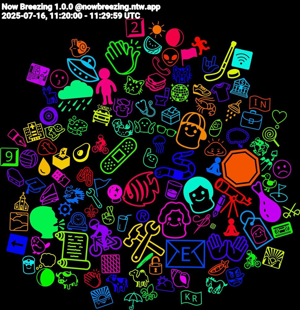 Emoji Cloud; its emojis (sorted by weighted frequency, descending):  🛑, 🪱, 🩹, 🧍, 🛸, 🛠️, 🚴‍♂️, 🗣, 🔭, 📧, 📜, 👵, 👩, 👦, 👐, 👏🏼, 🐠, 🏷️, 🏒, 🍗, 🌧, 🫛, 🪼, 🪩, 🪡, 🩺, 🩸, 🧿, 🧽, 🧘‍♂️, 🧘‍♀️, 🦸‍♀️, 🦫, 🦦, 🦐, 🦌, 🦆, 🥪, 🥤, 🥑, 🥃, 🤷🏽‍♂️, 🤦🏽‍♀️, 🤟🏻, 🤞🏻, 🟧, 🛜, 🚿, 🚽, 🚴‍♀️, 🚴, 🚩, 🚔, 🚄, 🙋🏻‍♀️, 🙇🏻, 🙀, 😿, 😗, 🗳️, 🗳, 🖋, 🖊, 🖇️, 🕰️, 🔹, 🔮, 🔧, 🔓, 📿, 📼, 📞, 💼, 💭, 💆‍♂️, 💅, 👽, 👺, 👶, 👴, 👮, 👟, 👕, 👓, 👏🏽, 🐲, 🐪, 🐚, 🐎, 🐌, 🐄, 🐃, 🏴, 🏦, 🏥, 🏐, 🏇, 🏃‍♀️, 🎓, 🍭, 🍫, 🍉, 🌫️, 🌥️, 🌘, 🌒, 🌅, 🌄, 🌃, 🇰🇷, 🇮🇳, ⬅️, ❣️, ✒️, ⛳, ⛪, ⚰️, ⚜️, ⚜, ⚙, ⚔, ☹️, ☂️, ☀, ®, 9️⃣, 2️⃣