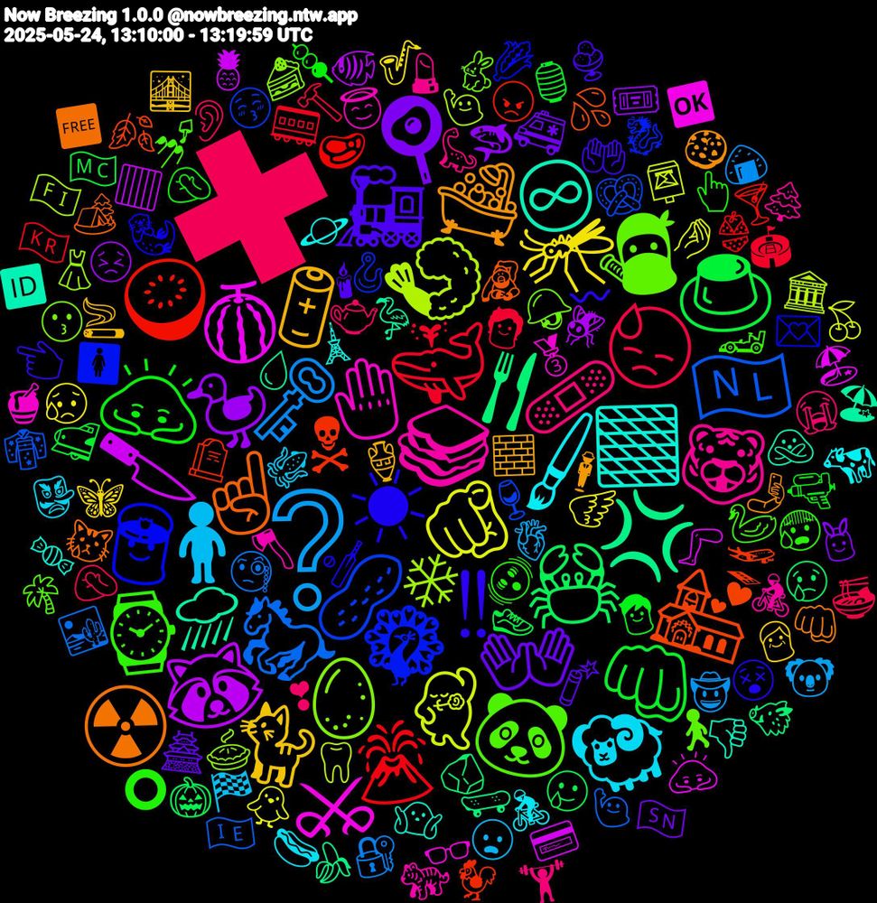 Emoji Cloud; its emojis (sorted by weighted frequency, descending):  ✖, ❔, 🫵🏻, 🦝, 🍴, ☠, 🦚, 🥷, 🥪, 🖌️, 🔋, 👐, 👊🏾, 🐳, 🐎, 🍤, 🍈, ⛈, ☝, ☀, ⌚, 🩹, 🧍‍♀️, 🦟, 🦆, 🦀, 🥝, 🥜, 🥚, 🤚, 🟫, 🛁, 🚂, 🙇‍♂️, 😓, 🗝️, 🕺, 🔪, 💢, 💒, 👮, 🐼, 🐯, 🐏, 🐈, 🍳, 🍮, 🌋, 🇳🇱, ❄, ⚔, ♾, ☢️, ‼, 🫨, 🫖, 🫀, 🪽, 🪰, 🪨, 🪦, 🪝, 🪖, 🪓, 🪐, 🧱, 🧨, 🧒, 🧑, 🧐, 🦷, 🦵, 🦩, 🦧, 🦦, 🦢, 🦕, 🦑, 🦋, 🦈, 🥲, 🥩, 🥨, 🥧, 🥉, 🤷🏿‍♂️, 🤳, 🤲🏻, 🤦🏿‍♂️, 🤦🏾‍♂️, 🤠, 🤌🏻, 🟥, 🛹, 🛫, 🚺, 🚶‍♀️, 🚴‍♀️, 🚴, 🚬, 🚑, 🚅, 🚃, 🙋🏻‍♀️, 🙋, 🙇, 🙅🏻‍♀️, 😿, 😵, 😰, 😭, 😦, 😥, 😣, 😢, 😠, 😚, 😗, 😇, 🗼, 🕴️, 🕯, 🔫, 🔨, 🔐, 📮, 💳, 💧, 💦, 💌, 💅🏽, 💄, 👺, 👴, 👯, 👟, 👙, 👘, 👗, 👓, 👎🏻, 👊🏻, 👈🏻, 👆🏻, 👂, 🐨, 🐥, 🐠, 🐗, 🐓, 🐉, 🐇, 🐅, 🐄, 🏺, 🏯, 🏮, 🏟, 🏜️, 🏛️, 🏖️, 🏖, 🏕️, 🏏, 🏎️, 🏋️‍♀️, 🏁, 🎷, 🎟️, 🎃, 🍸, 🍷, 🍰, 🍯, 🍬, 🍪, 🍨, 🍡, 🍜, 🍙, 🍒, 🍍, 🍌, 🍂, 🌽, 🌴, 🌲, 🌭, 🌉, 🇸🇳, 🇲🇨, 🇰🇷, 🇮🇪, 🇫🇮, 🆗, 🆔, 🆓, 〰, ⭕, ❣