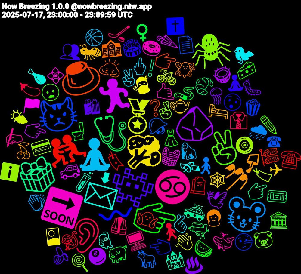 Emoji Cloud; its emojis (sorted by weighted frequency, descending):  🧘‍♀️, 🥦, 🪨, 🩺, 🤼‍♀️, 😾, 🕷️, 🔜, 📩, 💅🏻, 👾, 👉🏼, 👂, 🐭, 🏅, 🏃‍♂️, 🎁, 🍮, 〰, ✌🏽, ♋, 🫰🏻, 🫖, 🪼, 🪱, 🪦, 🪖, 🧿, 🧺, 🧪, 🧚, 🧘, 🧀, 🦺, 🦍, 🥷, 🥥, 🥐, 🤷🏾‍♀️, 🤥, 🤞🏻, 🤙🏻, 🛰️, 🛏️, 🛍, 🚽, 🚶‍♂️, 🚶‍♀️, 🚲, 🚙, 🚓, 🙇🏻, 😯, 😦, 🖥️, 🖕🏽, 🕸, 🕊️, 🔫, 🔖, 📄, 💳, 💠, 💃🏻, 👩🏾, 👥, 👗, 👔, 👏🏼, 👋🏼, 👉🏿, 👉🏽, 👉🏻, 👈🏻, 🐷, 🐳, 🐦‍⬛, 🐜, 🐛, 🐖, 🐒, 🐂, 🏷, 🏴, 🏰, 🏫, 🏟️, 🏛️, 🏒, 🏀, 🎴, 🎱, 🎟️, 🎏, 🍿, 🍭, 🍩, 🍗, 🍒, 🍌, 🍉, 🍆, 🌧, 🌤, 🌂, ❕, ❔, ✝️, ✏️, ✍🏻, ✌🏼, ✈, ♨️, ♀️, ☎️, ☎, ℹ️