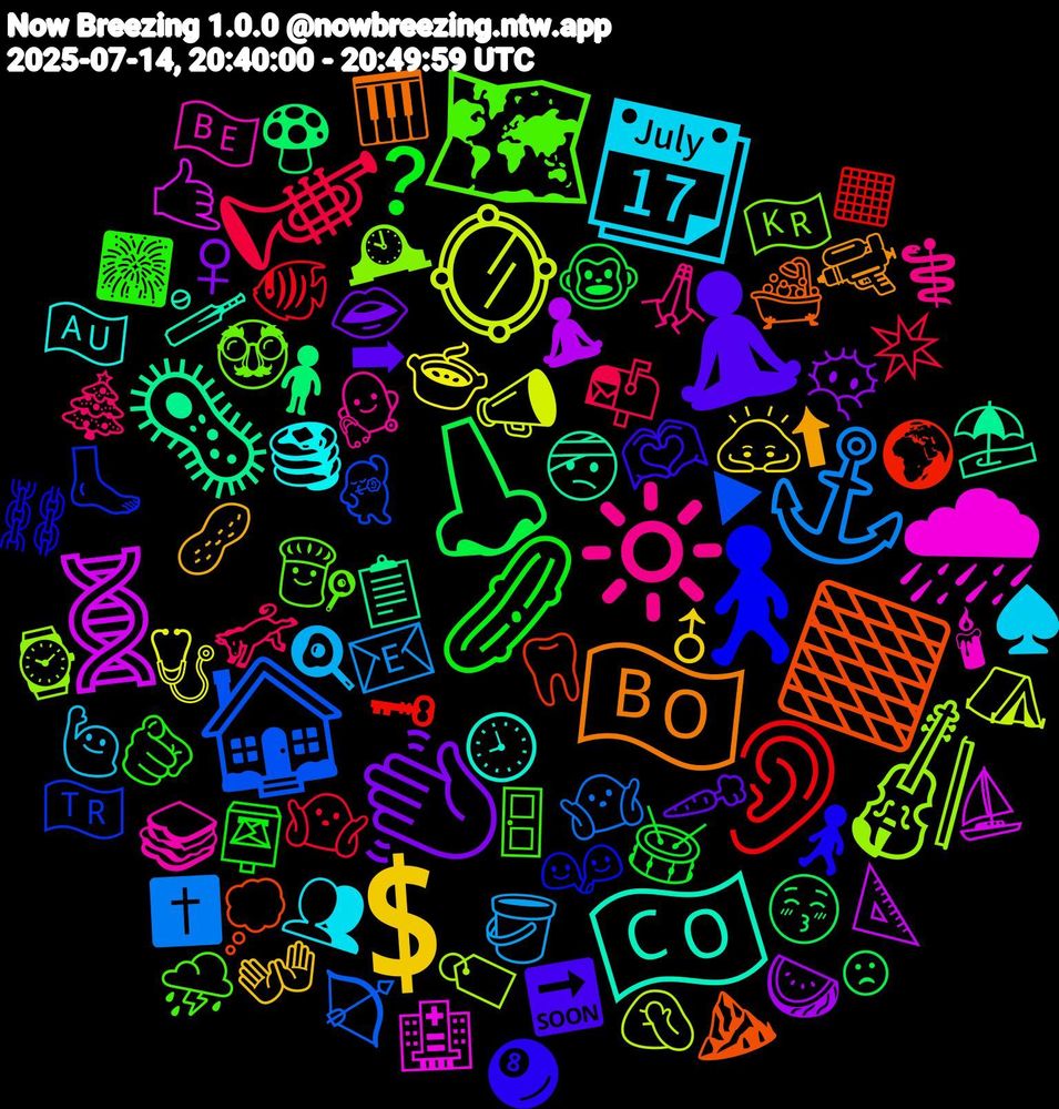 Emoji Cloud; its emojis (sorted by weighted frequency, descending):  🧘‍♀️, 🥒, 🎺, ⚓, 🪞, 🧬, 🦠, 🟫, 🚶‍♂️, 🗺️, 🔆, 📆, 💲, 👋🏽, 👃, 👂, 🏠, 🎻, 🌧, 🇨🇴, 🇧🇴, 🫶🏿, 🫵🏻, 🫏, 🪣, 🩺, 🧘‍♂️, 🧍‍♀️, 🦷, 🦶, 🥸, 🥪, 🥞, 🥜, 🥕, 🥁, 🤷🏽, 🤷🏼‍♂️, 🤦🏾‍♂️, 🤙, 🤕, 🛁, 🚶, 🚪, 🙏🏿, 🙋‍♀️, 🙇‍♂️, 😶‍🌫️, 😚, 🗝, 🕺, 🕰, 🕯, 🕘, 🔫, 🔜, 📮, 📬, 📧, 📣, 📐, 📋, 💭, 👫, 👨‍🍳, 👨‍⚕️, 👥, 👐, 👄, 🐵, 🐠, 🏹, 🏷️, 🏥, 🏏, 🎹, 🎱, 🎆, 🎄, 🍳, 🍲, 🍉, 🍄, 🌍, 🇹🇷, 🇰🇷, 🇧🇪, 🇦🇺, ⬆, ➡, ❓, ✴️, ✝️, ⛺, ⛵, ⛱️, ⛰️, ⛓️, ⛈️, ⚕️, ♠️, ♂, ♀, ☹, ◼️, ▶, ⌚