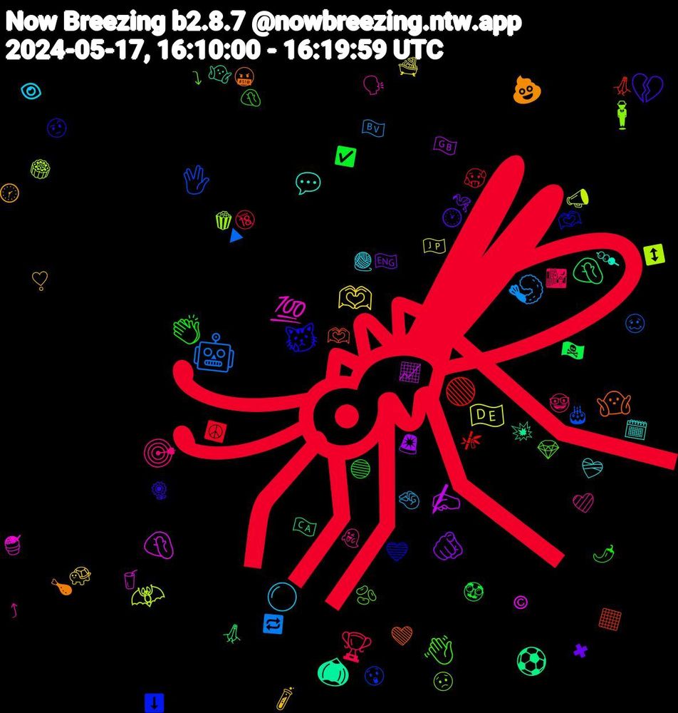 Emoji Cloud; its emojis (sorted by weighted frequency, descending):  🦟, 🤖, 🦇, 🤦‍♀️, 🌰, 🤷🏼‍♂️, 😿, 👋🏻, 🎯, ⚪, 🫶🏾, 🫵🏼, 🤦‍♂️, 🟢, 🖖🏻, 🕴️, 💯, 💬, 💩, 💔, 👏🏻, 🏆, 🍤, 🇩🇪, ✍️, ⚽, 🫶🏽, 🫶🏼, 🫘, 🩷, 🧶, 🧪, 🦩, 🥸, 🥵, 🥴, 🥮, 🥤, 🤷🏽‍♀️, 🤬, 🤨, 🤦, 🤓, 🤏🏼, 🛁, 🚨, 🙏🏼, 🙏🏻, 😲, 😟, 🗣️, 🗓️, 🕜, 🕑, 🔵, 🔞, 🔁, 📣, 📈, 💥, 💚, 💙, 💎, 👻, 👁, 🐢, 🏴󠁧󠁢󠁥󠁮󠁧󠁿, 🏴‍☠️, 🎋, 🎂, 🍿, 🍧, 🍡, 🍗, 🌻, 🌶️, 🌃, 🇳🇴, 🇯🇵, 🇬🇧, 🇨🇦, ⬛, ⬇️, ⤵, ⤴, ❤️‍🩹, ❣️, ✖, ✅, ☮️, ▶, ↕️, ©