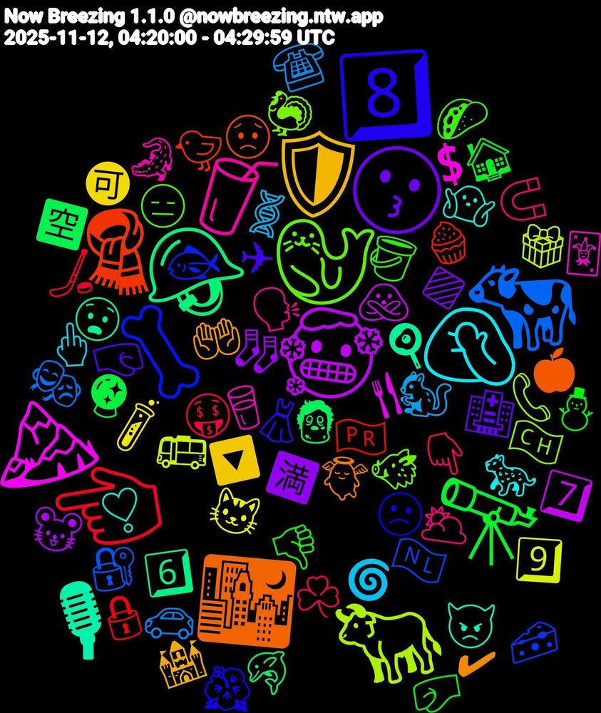 Emoji Cloud; its emojis (sorted by weighted frequency, descending):  🥶, 🪖, 🧣, 🦴, 🦭, 🥤, 🤦🏻, 🛡️, 😗, 🔭, 👈🏻, 🐄, 🐂, 🏔️, 🎙, 🌃, 8️⃣, 🪣, 🧲, 🧬, 🧪, 🧦, 🧟‍♂️, 🧁, 🧀, 🦃, 🥛, 🤷🏽‍♀️, 🤲🏻, 🤜🏻, 🤛🏻, 🤑, 🚗, 🚌, 🙅, 😧, 😟, 😕, 😑, 🗣️, 🖕🏻, 🔽, 🔷, 🔮, 🔒, 🔐, 📞, 💲, 👿, 👼, 👗, 👎, 👇🏾, 🐿️, 🐱, 🐭, 🐬, 🐤, 🐟, 🐗, 🐊, 🐆, 🏰, 🏥, 🏠, 🏒, 🎭, 🎁, 🍴, 🍳, 🍎, 🌺, 🌮, 🌥️, 🌀, 🉑, 🈵, 🈳, 🇵🇷, 🇳🇱, 🇨🇭, 🃏, ❣️, ✔, ✈, ⛄, ☘️, ☎️, 9️⃣, 7️⃣, 6️⃣