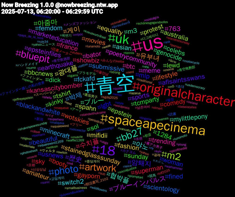 Hashtag Cloud; its hashtagged words/phrases (sorted by weighted frequency, descending):  us, 青空, spaceapecinema, 18, uk, originalcharacter, photo, m2, bluepit, bb27, artwork, usnews, sunday, showbiz, minecraft, mifidii, marketeducation, genocide, gayporn, fined, epstein, btc, 야노, 게이, 歴史, tcmparty, superman, submissive, spahn, meme, m3, lifestyle, lgbt, lewd, france, femdom, fashion, earthquake, dick, comedy, blackandwhite, australia, 763, 협박플, 유부녀, 암퇘지, 아줌마, 수치플, 박제, 광대플, ブルーインパルス, ブルー, wotskies, woman, tshirt, trending, switch2, stainedglasssunday, sports, sol, sky, scientology, protest, poetrycommunity, mylittlepony, movies, mlp, kinky, kansascitybomber, fckafd, equality, epsteinfiles, celebs, booty, beautiful, bbcnews, bator, asian, amateur, aflsaintsswans, 1284, 커플만남, 초대, 중딩게이, 조련, 육변기, 신상상납, 발정, 디그레이디, 남존여비, 고딩게이, 걸레, 青空飲酒部, 青空晩酌部, 読書メーター, 読書, 裏垢男子, 裏アカ男子, 競馬, 朝活書写_2102, 新潟, 初音, 京都, ㅊㄷㄴ, ヴォルタ, メンズファッション, プラモデル, フリー, ファインダー越しの私の世界, ファインダー, バイ, ハンドメイド, スーパーマン, カクヨム, アート, みんなのkeiba, นิยายแฟนตาซี, นิยาย, young, yahooニュース, yahoo, writer, wotcon, wordpress, wildflowers, weak, warhammer, waffle1269, vtubers, voiceactor, vanuatu, usgs, usdemocracy, traditional, toonami, tennis, tdf2025, tattoo, switch, superhero, sumo, sub, style, strong, standwithukraine, squareword1259, squareword, sonic, socialjustice, socialistsunday, snk, smallbusiness, shefa, shakespearesunday, sgdq2025, selfie, schönesgegendoofes, rätsel, rule34, rest, quote, promptart, pornart, pokemongo, pigeon, picoftheday, photoshoot, periodcare, pays_de_la_loire, openai, olmert, ny, nudemale, nostalgia, nhk, nerd, musiciansky, muscle, movie, motorcycle, moma, mlpoc, memes, maqueue, malaysia, m5, m4, lunomoto, lunamoto, lingerie, ligamx, liebeistalles, leica, lazarus, kyiv, kreuzworträtsel, klimakrise, julyworldbuilders, jeffreyepstein, ireland