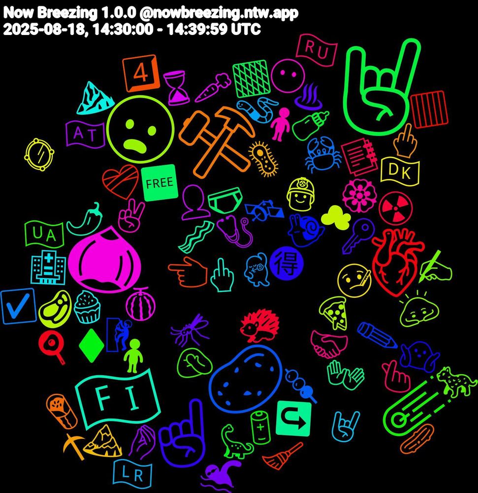 Emoji Cloud; its emojis (sorted by weighted frequency, descending):  🤘🏻, 🫀, 🥔, 😦, 🌰, 🇫🇮, ⚒️, ☝🏼, ☄️, 🫰🏻, 🪱, 🪞, 🩺, 🩲, 🧹, 🧗, 🧍🏽‍♀️, 🧍🏻‍♀️, 🧁, 🦠, 🦟, 🦕, 🦔, 🦀, 🥩, 🥕, 🥓, 🥒, 🤷🏼‍♀️, 🤦🏻, 🤝🏾, 🤘🏼, 🤒, 🤌🏻, 🟧, 🟥, 🛰️, 🙇‍♂️, 😶, 🖕🏼, 🖕, 🔑, 🔋, 📑, 💃🏻, 👨‍🚒, 👤, 👐, 👈, 🐌, 🐆, 🏵️, 🏥, 🏔️, 🏊🏻‍♂️, 🍼, 🍳, 🍡, 🍕, 🍈, 🌶️, 🌯, 🉐, 🇺🇦, 🇷🇺, 🇱🇷, 🇩🇰, 🇦🇹, 🆓, ❤️‍🩹, ✏️, ✍🏻, ✌🏾, ⛰️, ⛏, ♨, ♦️, ☢️, ☑️, ☁, ⌛, ↪️, 4️⃣