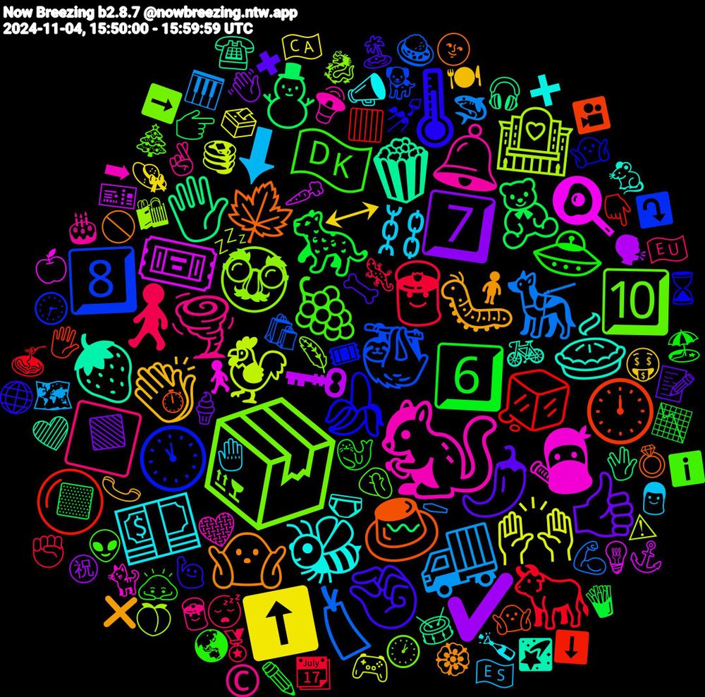 Emoji Cloud; its emojis (sorted by weighted frequency, descending):  📦, 🐿️, 🐝, 🐛, 🌶️, 6️⃣, 👮‍♀️, 🐕‍🦺, 🐓, 🎟️, 🍿, 🍮, 🍌, 🍇, 🌪️, ⛓, ↔, 7️⃣, 🧸, 🧊, 🦥, 🥸, 🥷, 🥧, 🤷🏻‍♀️, 🤏🏼, 🛸, 🚶, 🚚, 🙌🏾, 🗝, 🖐🏻, 🕛, 🕚, 🔟, 🔔, 💵, 👏🏿, 👍🏾, 🐆, 🐂, 🏷, 🏩, 🍳, 🍓, 🍁, 🌡, 🇩🇰, ⬜, ⬇, ⬆️, ✔️, ⛄, ⚪, 8️⃣, 🪶, 🩶, 🩲, 🧍, 🦴, 🦭, 🦎, 🦈, 🥞, 🥕, 🥁, 🤷🏻‍♂️, 🤷, 🤦🏼‍♀️, 🤞🏻, 🤚, 🤑, 🟩, 🟨, 🟥, 🛍️, 🛍, 🚶‍♂️, 🚲, 🚫, 🙋🏾‍♀️, 🙇🏻, 😴, 🗺️, 🗳️, 🗣, 🖖, 🖐️, 🕝, 🕐, 🔊, 📣, 📞, 📝, 📉, 📆, 💪🏻, 💤, 💡, 💜, 💍, 💅🏻, 👽, 👮, 👨🏻, 👒, 👋🏽, 👉🏽, 👇🏾, 🐕, 🐉, 🐈, 🐁, 🏵️, 🏝️, 🏖️, 🏅, 🎹, 🎮, 🎫, 🎧, 🎦, 🎟, 🎄, 🎂, 🍾, 🍽, 🍦, 🍟, 🍝, 🍛, 🍑, 🍏, 🌠, 🌚, 🌐, 🌏, 🇪🇺, 🇪🇸, 🇨🇦, ㊗, 〰, ⬇️, ⤵️, ➡️, ➡, ➕, ❌, ✖, ✏️, ✊, ⚰, ⚠, ⚓, ☎️, ⏱, ⌛, ℹ️, ©️