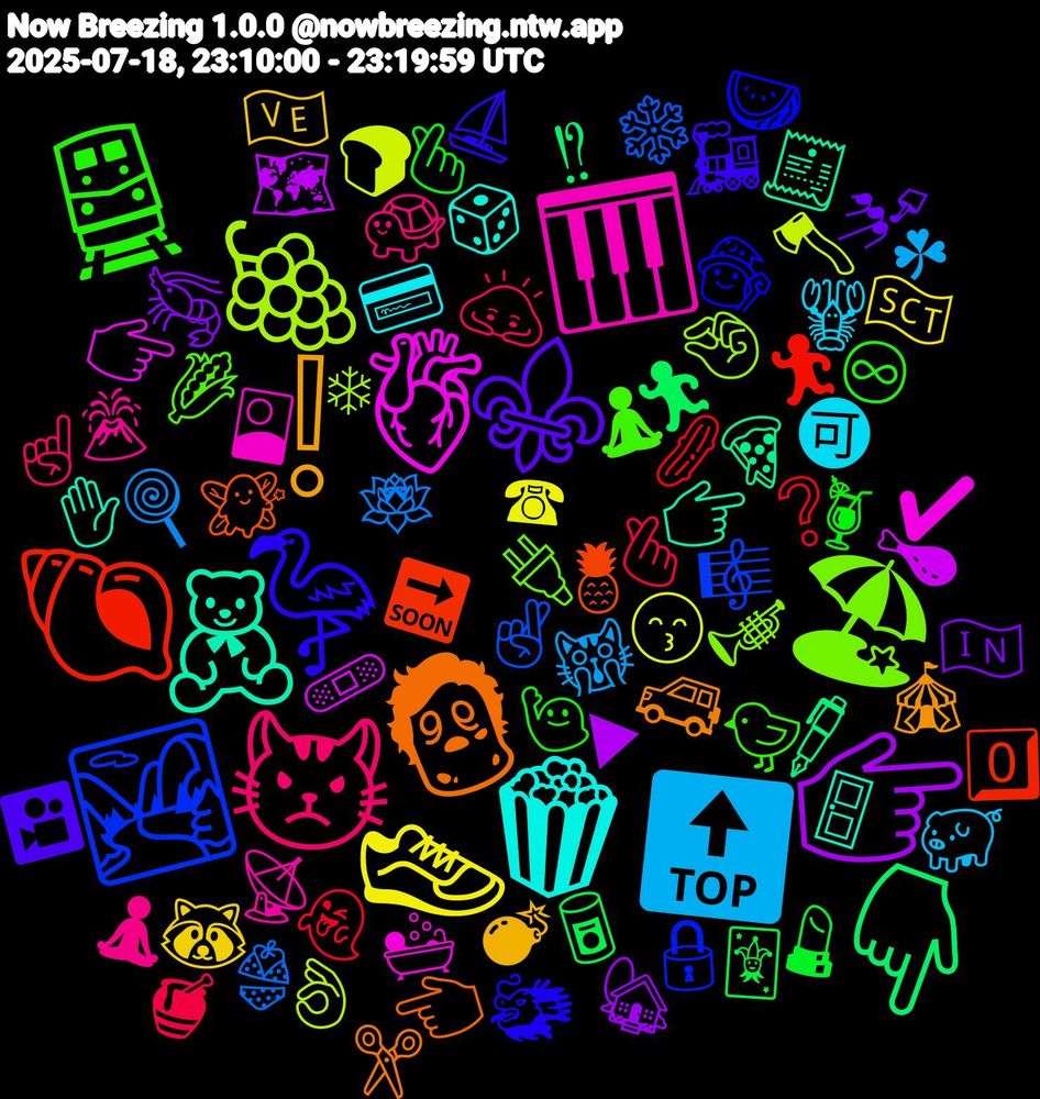 Emoji Cloud; its emojis (sorted by weighted frequency, descending):  🍇, 🫀, 🧸, 🧟‍♂️, 🦩, 🚆, 😾, 🔝, 👟, 👉🏾, 👇🏽, 🐚, 🏞️, 🏖, 🎹, 🍿, ❕, ⚜️, 🫰🏻, 🫰, 🪷, 🪓, 🩹, 🧾, 🧚, 🧙, 🧘‍♂️, 🧘‍♀️, 🦞, 🦝, 🦐, 🥫, 🥒, 🤞🏼, 🤏🏻, 🛀, 🚪, 🚙, 🚂, 🙋🏻‍♂️, 🙇🏻, 🙀, 😙, 🗺️, 🖋️, 🔜, 🔒, 🔌, 📡, 💳, 💣, 💅🏻, 💄, 👻, 👙, 👌🏾, 👉🏽, 👉🏼, 👈🏻, 🐲, 🐤, 🐢, 🐖, 🏴󠁧󠁢󠁳󠁣󠁴󠁿, 🏡, 🏃‍♂️, 🏃‍♀️, 🎼, 🎺, 🎴, 🎲, 🎪, 🎦, 🍹, 🍯, 🍭, 🍞, 🍗, 🍕, 🍍, 🍉, 🌽, 🌋, 🉑, 🇻🇪, 🇮🇳, 🃏, ❔, ❄️, ❄, ✔️, ✋🏻, ✂️, ⛵, ♾, ☝️, ☘, ☎, ▶, ⁉, 0️⃣