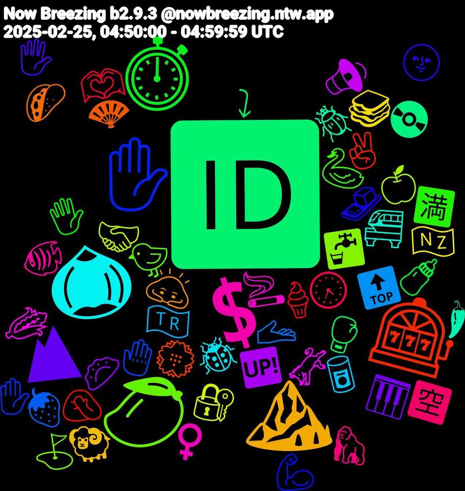 Emoji Cloud; its emojis (sorted by weighted frequency, descending):  🆔, 🎰, ✋🏻, 🥭, 💲, 🌰, ⛰️, ⛰, ⏱️, 🫶🏿, 🫴, 🫱🏻‍🫲🏽, 🫏, 🪲, 🪭, 🧈, 🦢, 🦍, 🥫, 🥪, 🥟, 🥊, 🤦🏼‍♂️, 🤚, 🚰, 🚬, 🚝, 🙇🏻, 🖐️, 🖐, 🕞, 🔝, 🔐, 🔉, 📀, 💮, 💪🏿, 🐤, 🐠, 🐞, 🐏, 🎹, 🍼, 🍦, 🍓, 🍏, 🌽, 🌶, 🌮, 🌝, 🈵, 🈳, 🇹🇷, 🇳🇿, 🆙, ⤵, ✌🏾, ✋🏼, ⛳, ♀️