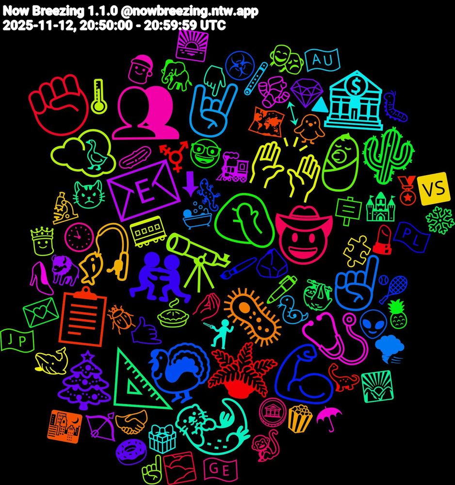 Emoji Cloud; its emojis (sorted by weighted frequency, descending):  🪴, 🦃, 🔭, 🩺, 🦦, 🦠, 🤼‍♂️, 🤦🏾‍♀️, 🤠, 🤘🏼, 🙌🏾, 📧, 📐, 📋, 💪🏾, 👶, 👥, 🏦, 🎣, 🎄, 🌵, ✊🏾, ☝🏻, ☁️, 🫚, 🪿, 🪲, 🪨, 🪧, 🪙, 🪈, 🧩, 🦬, 🦥, 🦕, 🦎, 🥧, 🥒, 🤺, 🤝🏾, 🤙🏼, 🤓, 🤌🏼, 🛀, 🚃, 🚂, 😾, 🗺️, 🖌️, 🖊️, 🕙, 🔺, 🔬, 💎, 💌, 💄, 👽, 👸, 👠, 👇🏾, 🐥, 🐛, 🐘, 🐒, 🐍, 🐋, 🏹, 🏰, 🏅, 🎾, 🎭, 🎅🏼, 🎁, 🍿, 🍩, 🍍, 🌫️, 🌪, 🌡, 🌅, 🌄, 🌃, 🇵🇱, 🇯🇵, 🇬🇪, 🇦🇺, 🆚, ⬇, ❄️, ⚧️, ☣️, ☝️, ☂, ↕