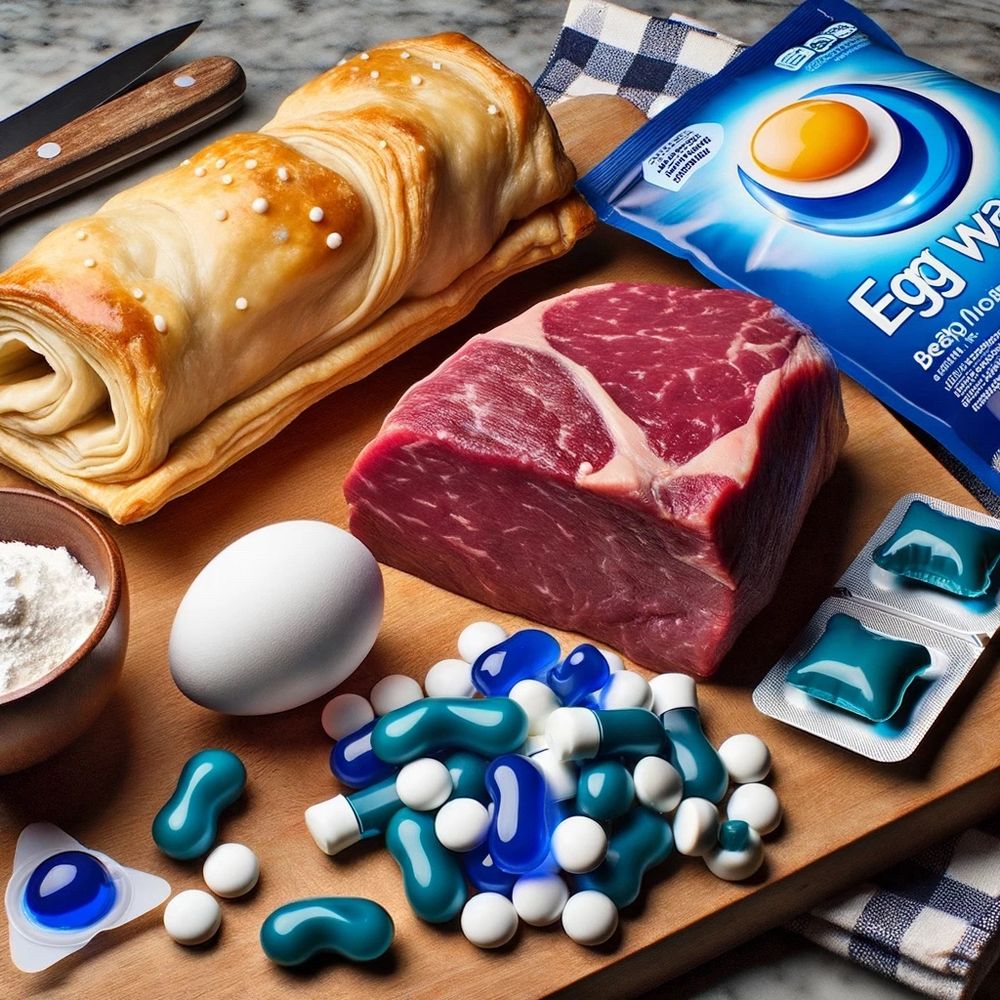 The ingredients for Beef Wellington a la Tide Pod