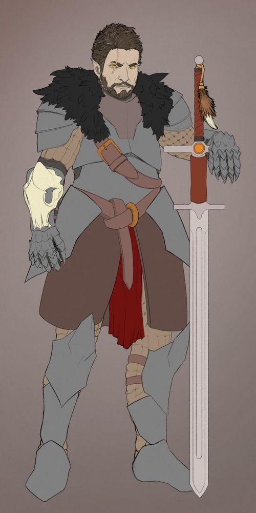 DND fighter posing with his sword