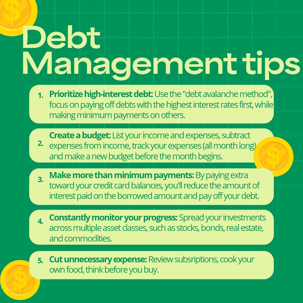 Prioritize high-interest debt to reduce, create a budget, make more than minimum payments, monitor your progress, and cut unnecessary expenses