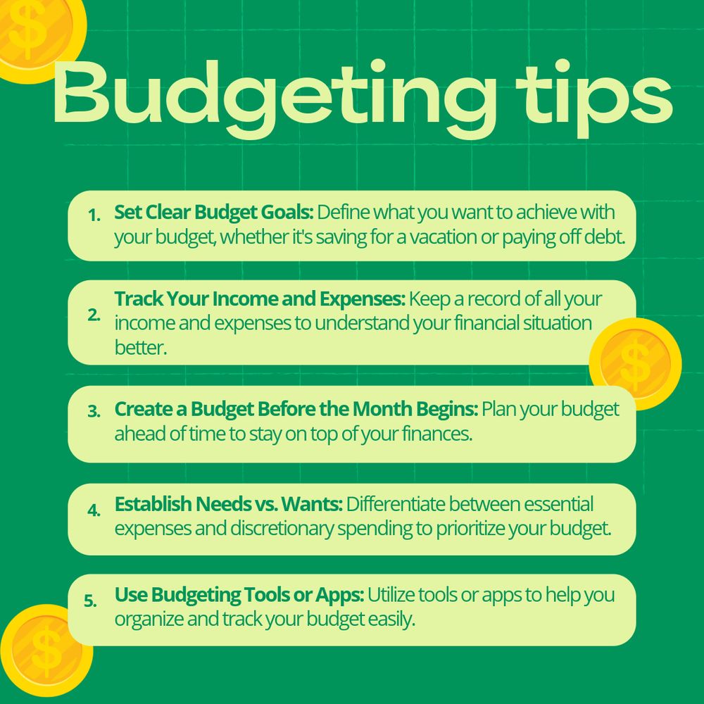  A graphic that lists budgeting tips