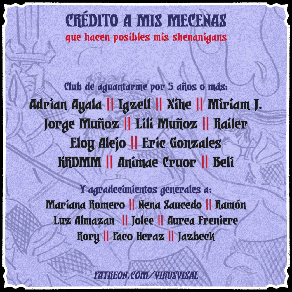 Los créditos de las personas que apoyan mi trabajo!