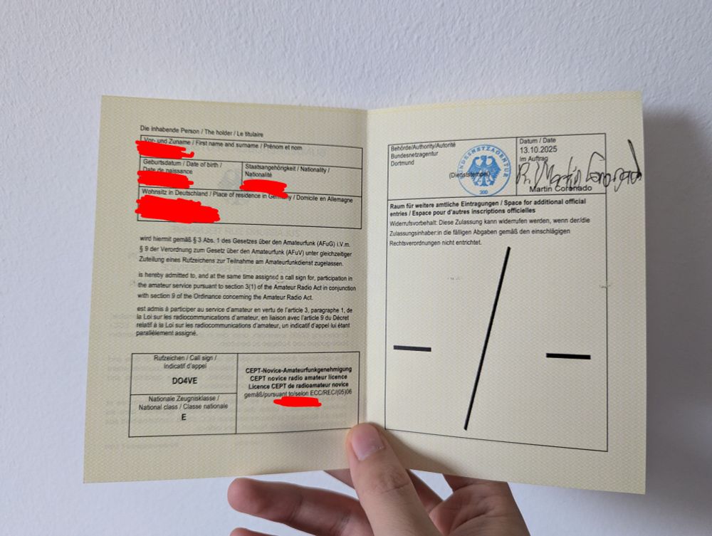 german certificate for participation in amateur radio service. basically a ham radio callsign license.