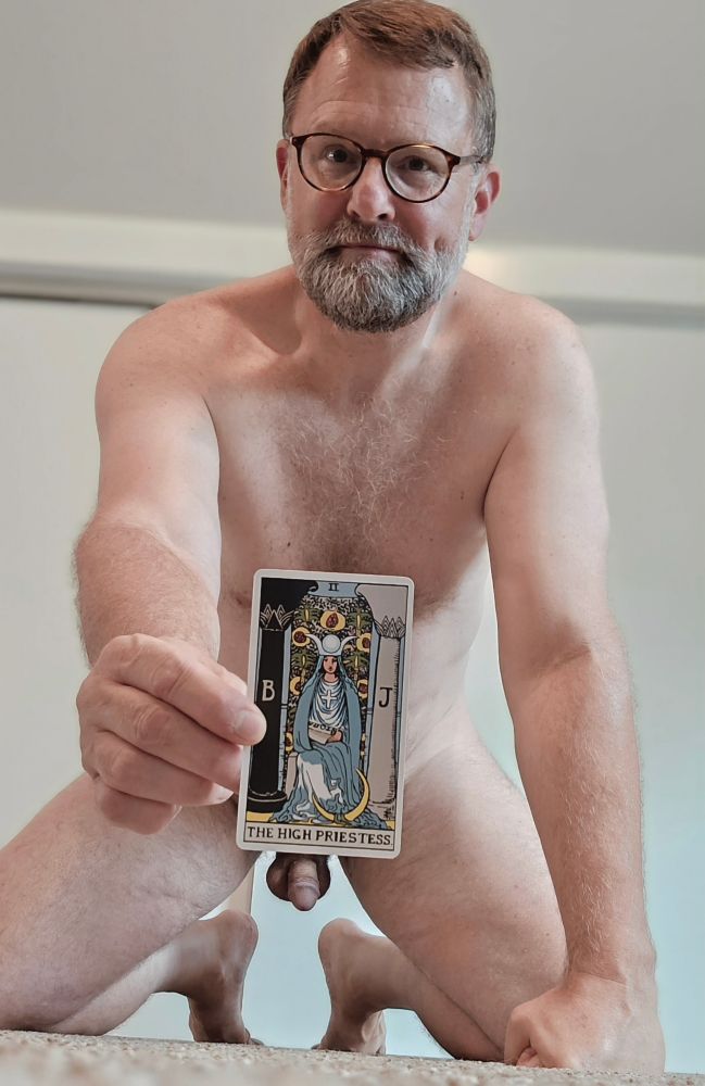 The High Priestess, enthroned between dual pillars, shows herself before the veil. At her feet, the moon of the subconscious.  What mysteries can she teach you?