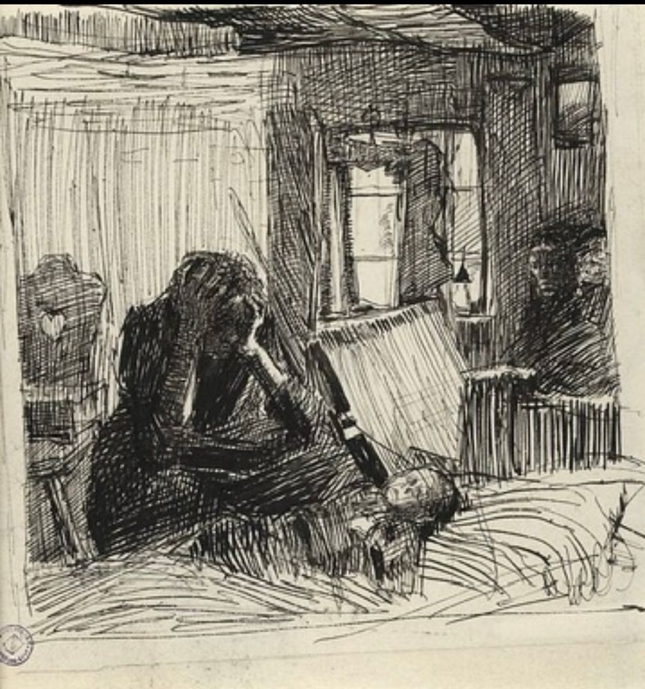 Eine Mutter sitzt vor ihrem toten Kind, hält ihren Kopf, und weint