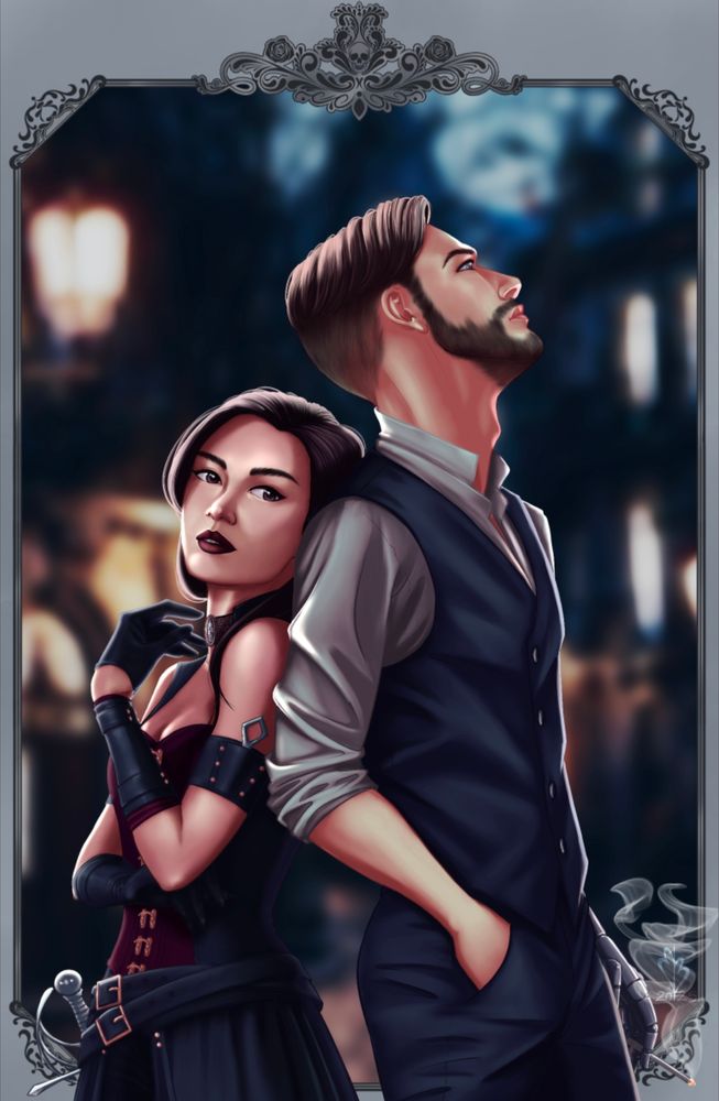 Rogue woman leaning back to back with rogue man.