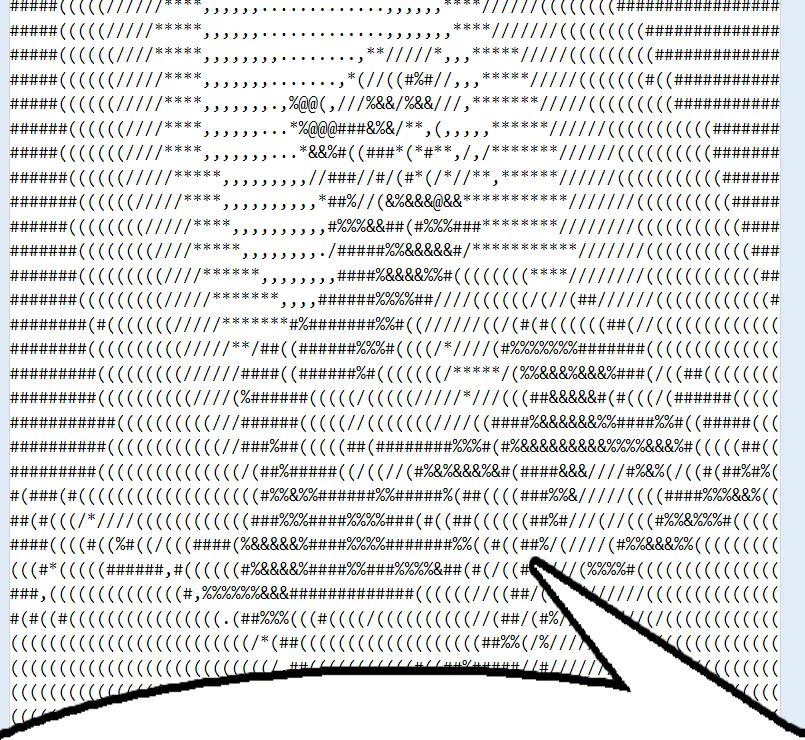 Alf with a speech bubble, but done in ascii art.