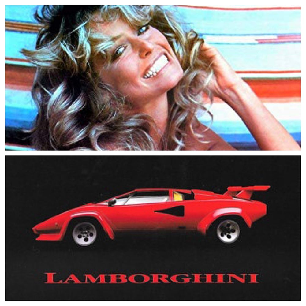 Farrah fawcett and Lamborghini countach posters