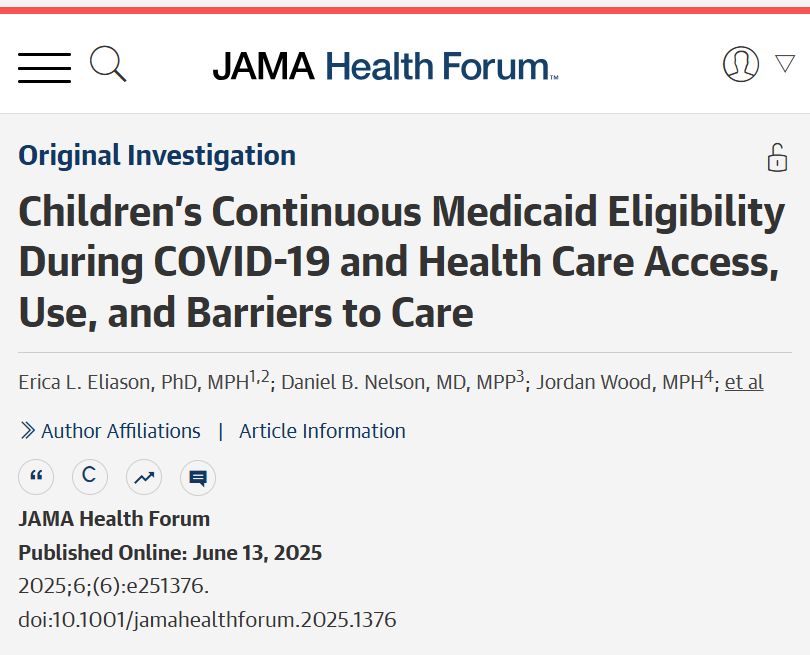 Children’s Continuous Medicaid Eligibility During COVID-19 and Health Care Access, Use, and Barriers to Care
 