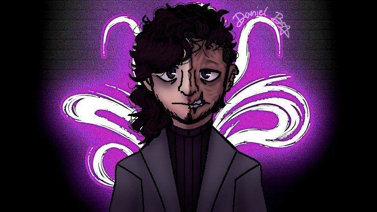 Cesar "Kaiser" Cohen com sua Marca de Calango atrás. Seu cabelo foi inspirado no cosplay de @saikyyz no tiktok.