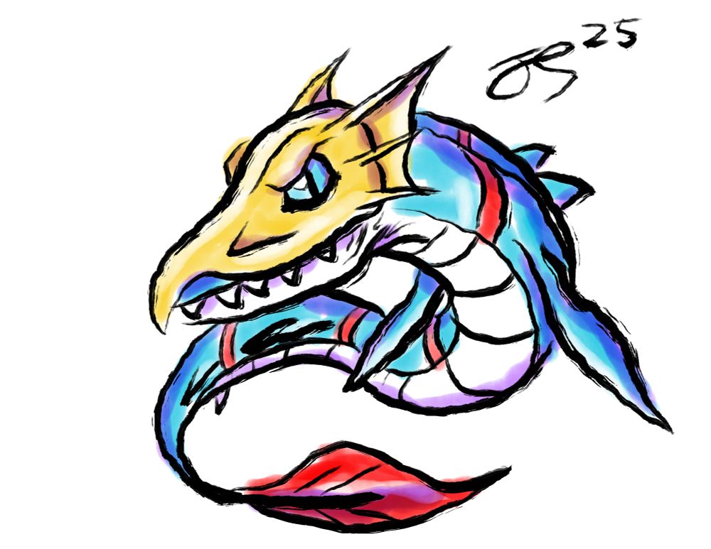 A drawing of the Digimon Seadramon