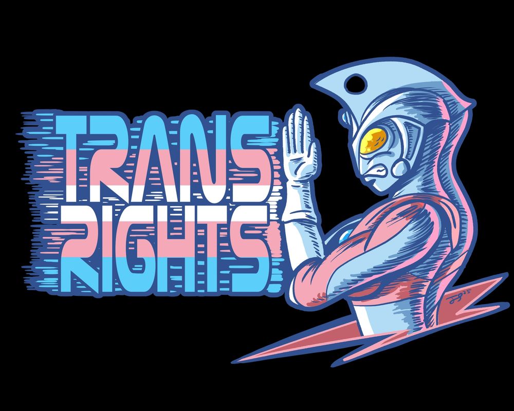 Ultraman Ace shooting a beam of trans rights