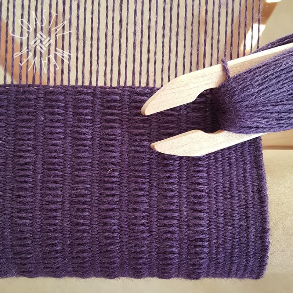 Pick up stick pattern on a rigid heddle loom.