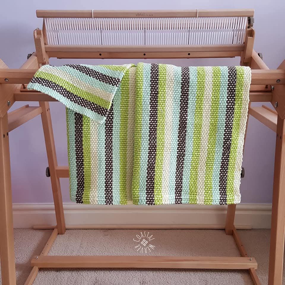 Hand towels and a face cloth woven on a rigid heddle loom using Lilys Sugar N Cream.