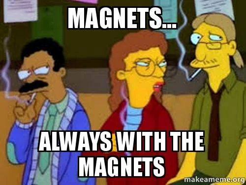Three teachers from The Simpsons in the staff room smoking cigarettes and complaining about principal skinners obsession with magnets 