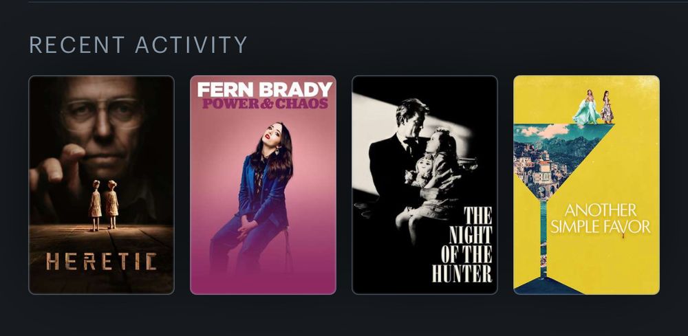 Letterboxd. 4 films including the night of the hunter