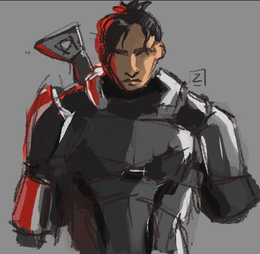 Digital painting of Phoenix as Commander Shepard from the Mass Effect games 