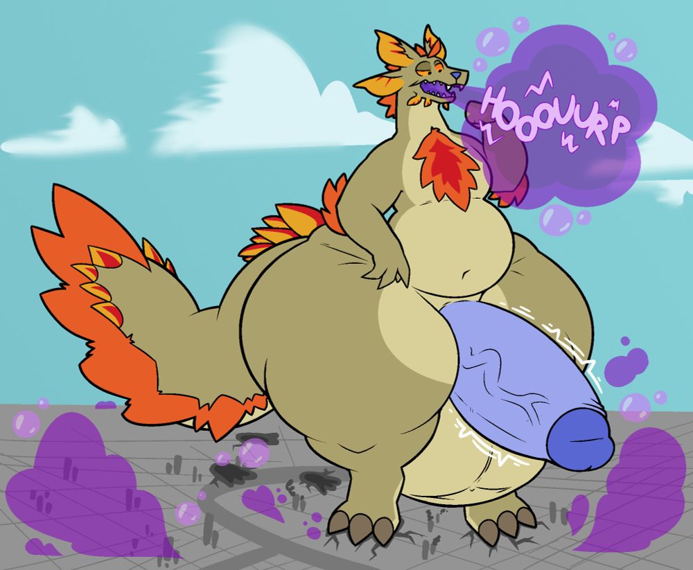 An alternative version to the main piece but with Pizutsune's dick shown throbbing.