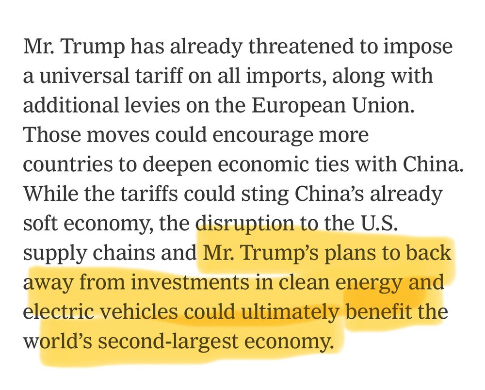 Link to New York Times article, highlighting how the US tariffs could benefit China’s economy. 