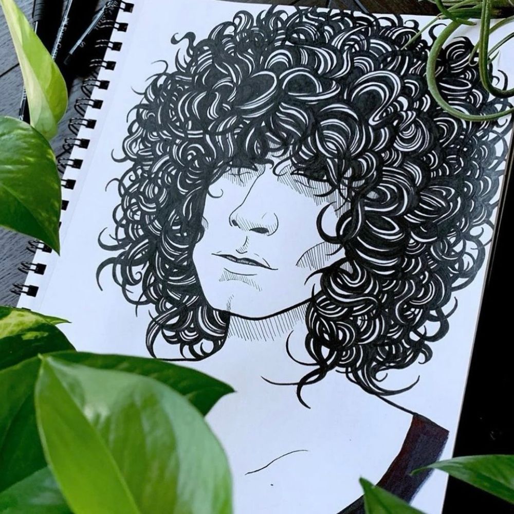 Ink illustration of Temples frontman James Bagshaw 