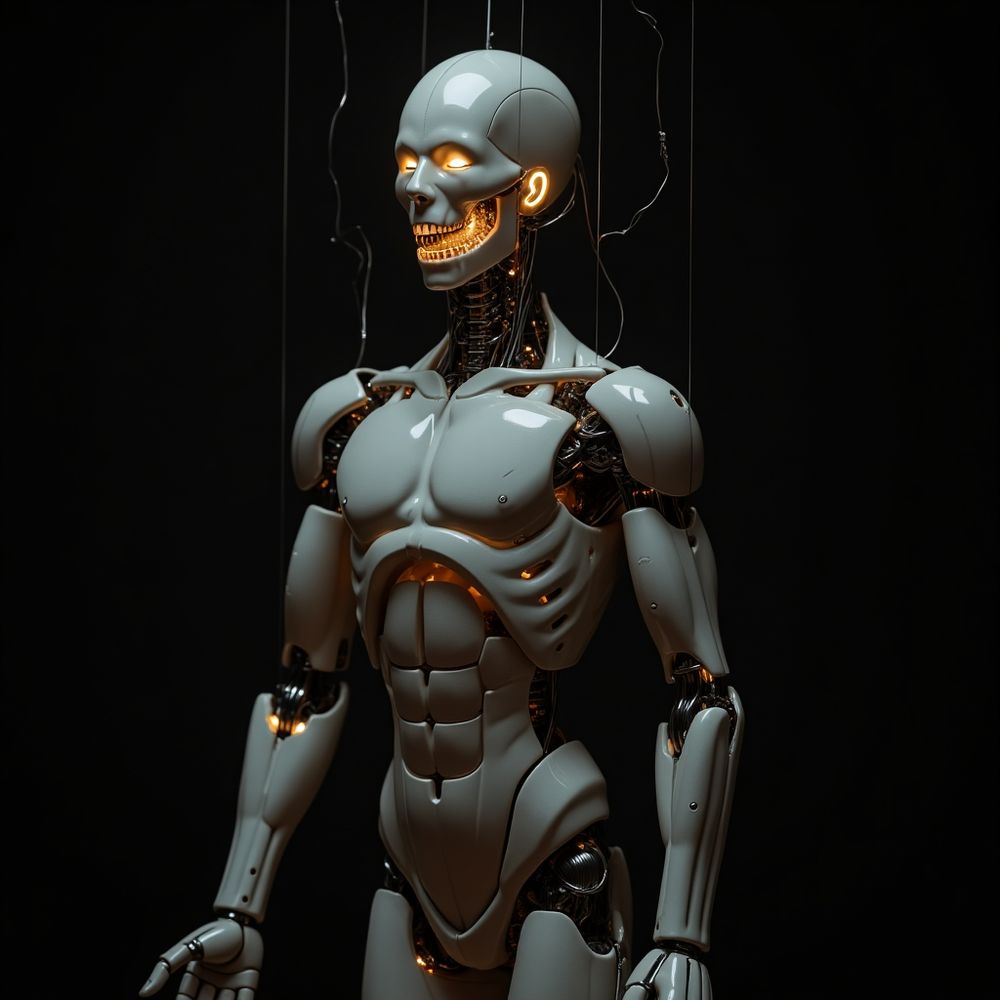 Human as a Machine

Prompt 2:

“Surreal marionette human figure, no physical strings, controlled by glowing neural circuits extending from the brain, biomechanical body made of cybernetic muscles, mechanical bones, translucent skin revealing machinery inside, cinematic lighting, deep shadows, high-detail anatomical realism”

#humanbody #machine #surreal #marionette #determinism #nofreewill #digitalart #imagine #aiart #aiartwork #aigenerated #aigenerator #aigeneratedart