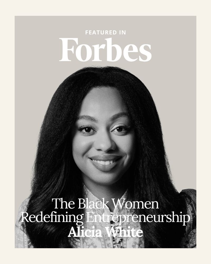 Alicia White featured in Forbes Magazine The Black women redefining Entrepreneurship. The photo is in black and white. 