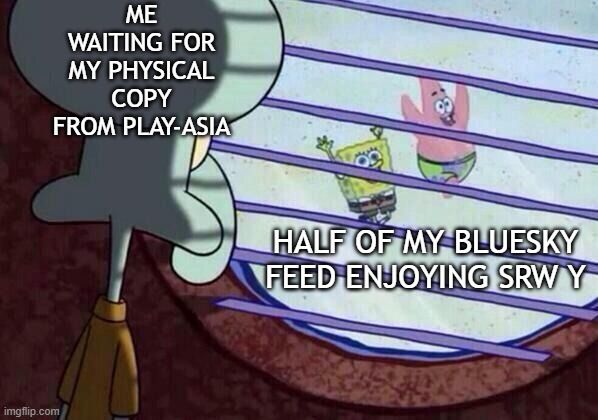 Squidward window meme. 