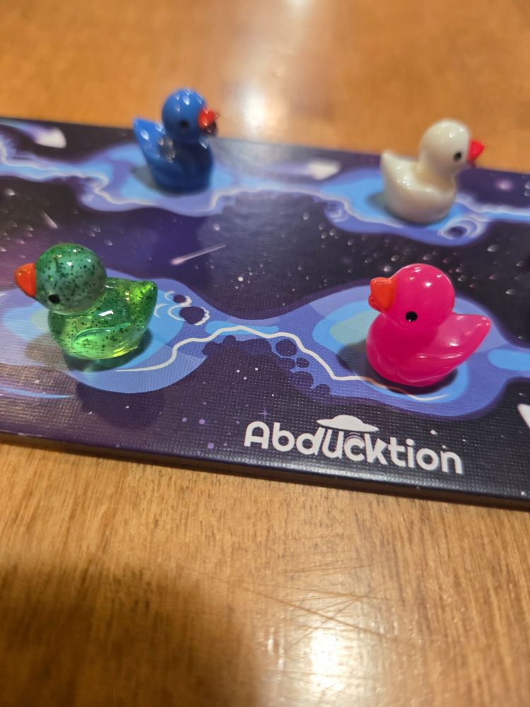 A closeup of my green and pink ducks. 😅 Everything makes me think of Wicked. 