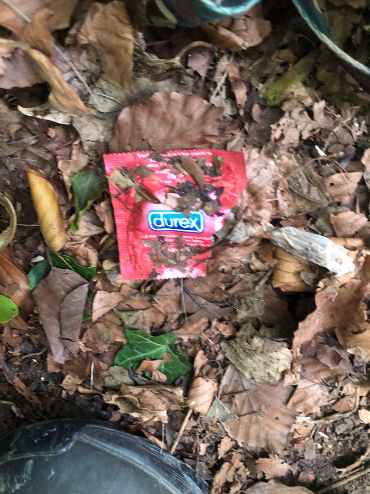 Condom wrapper discarded on Cissbury Ring 
